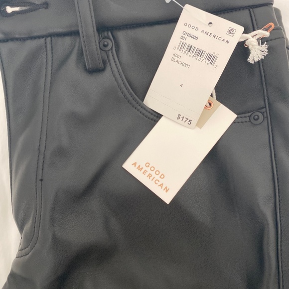 Good American Pants - Good American Black Leather Pants